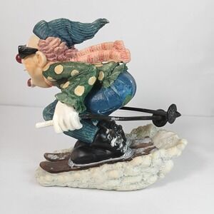 Slapstix Downhill Thrill Figurine Clown 4.5" Multicolor Skiing Sport Cast Art